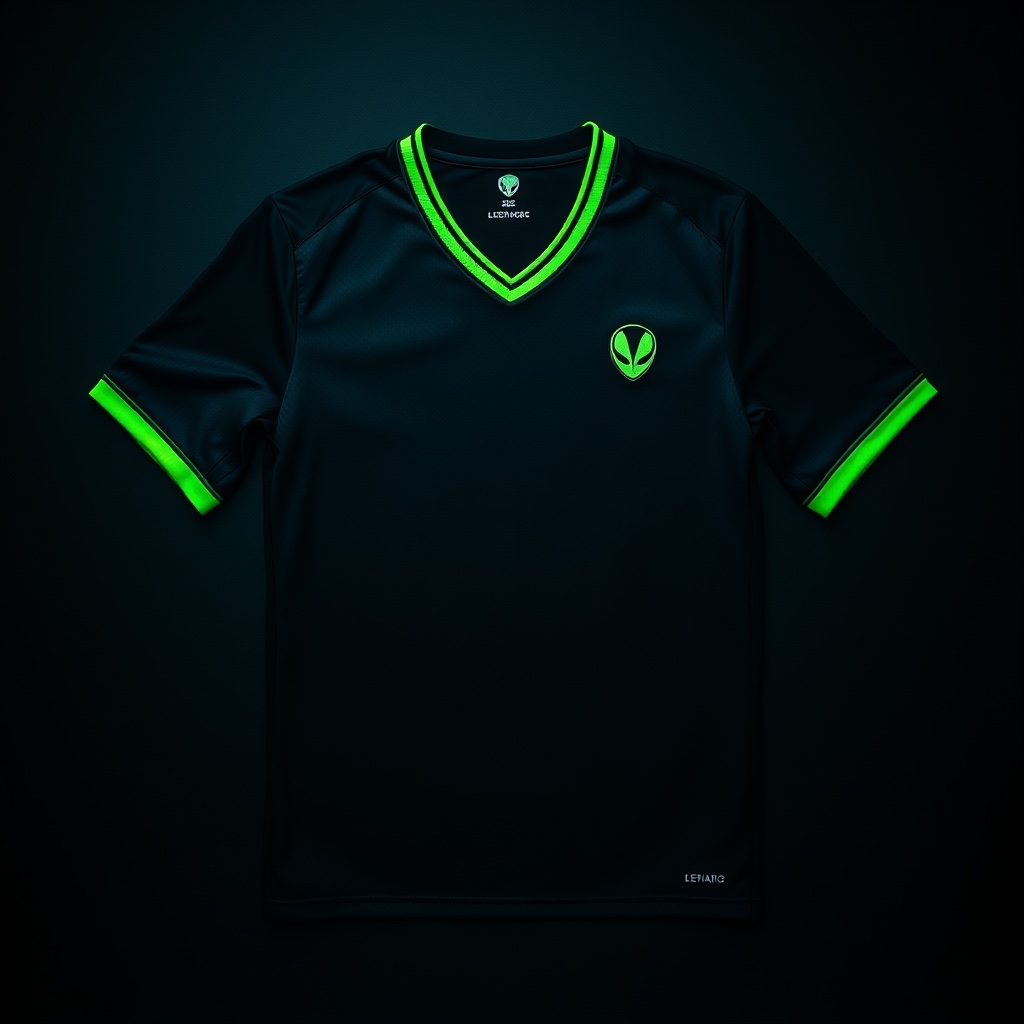Camisa de time preta e verde neon